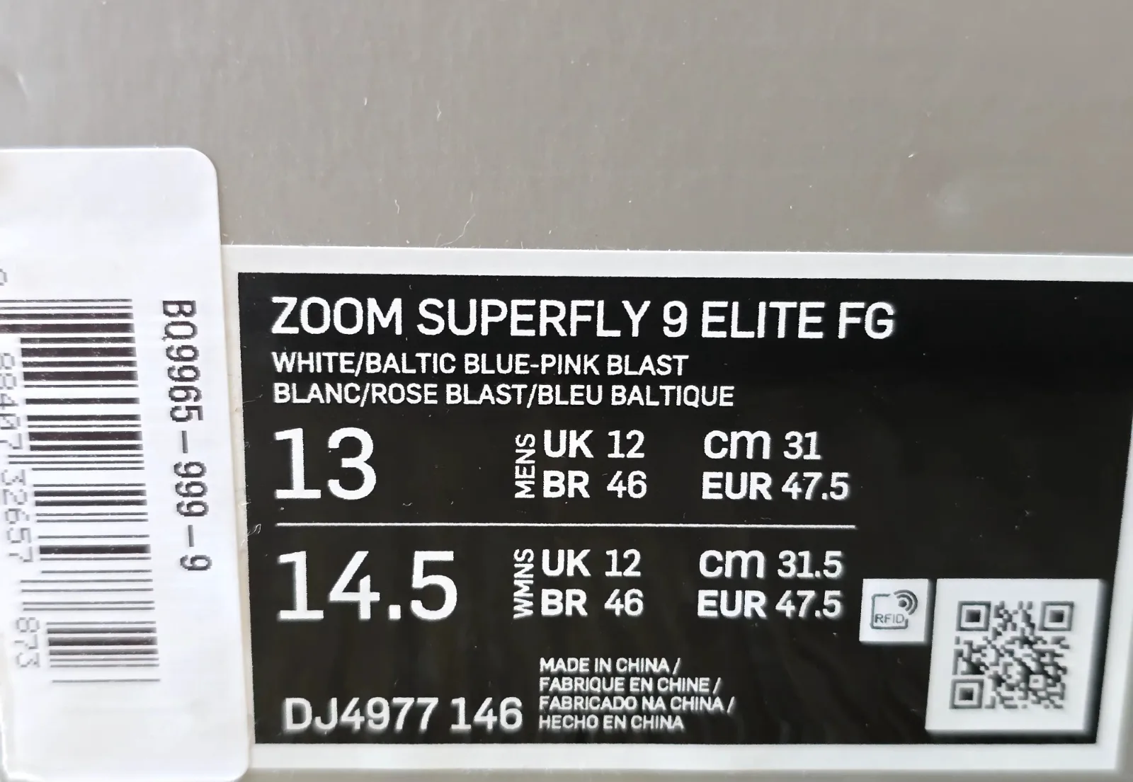 NIKE ZOOM MERCURIAL SUPERFLY 9 ELITE FG 9
