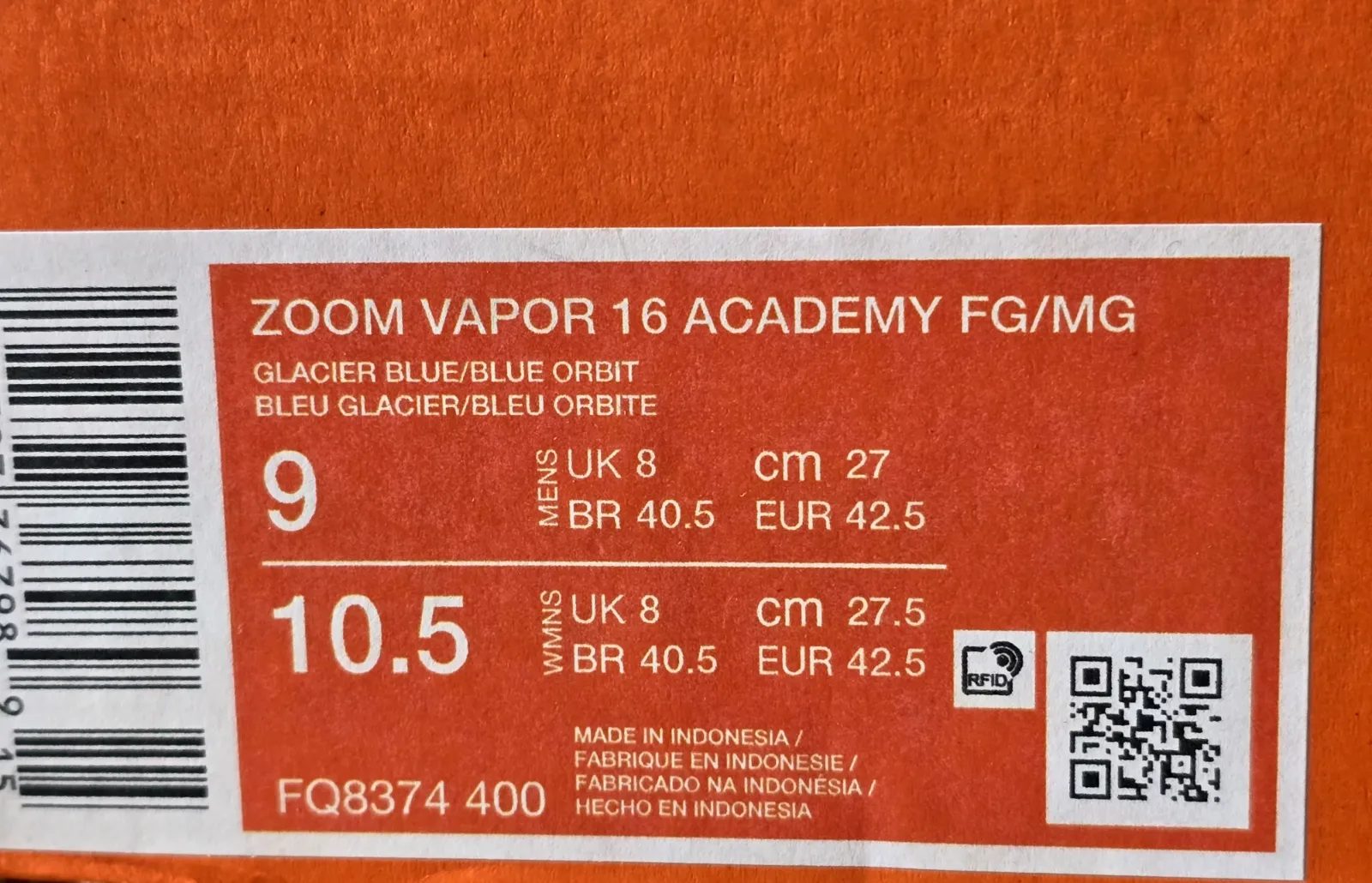 NIKE AIR ZOOM MERCURIAL VAPOR 16 ACADEMY FG/MG 9