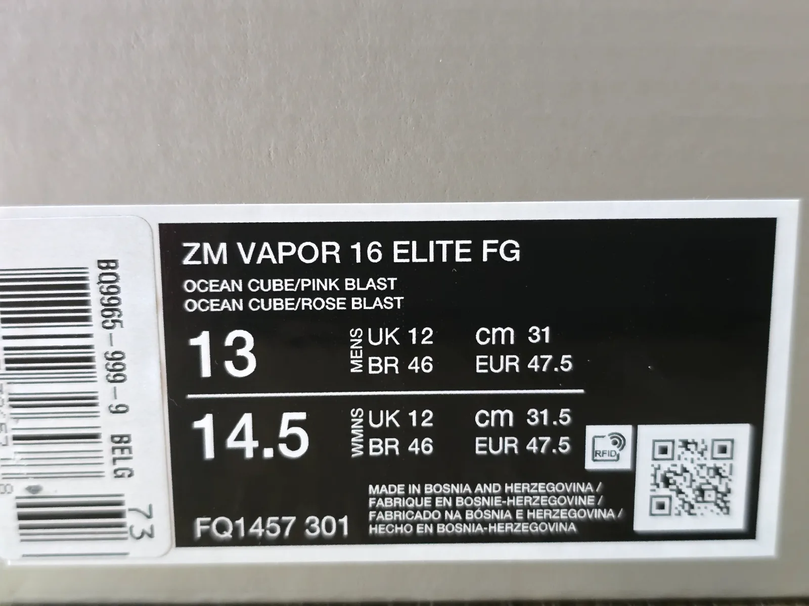 NIKE ZOOM MERCURIAL VAPOR 16 ELITE FG 9