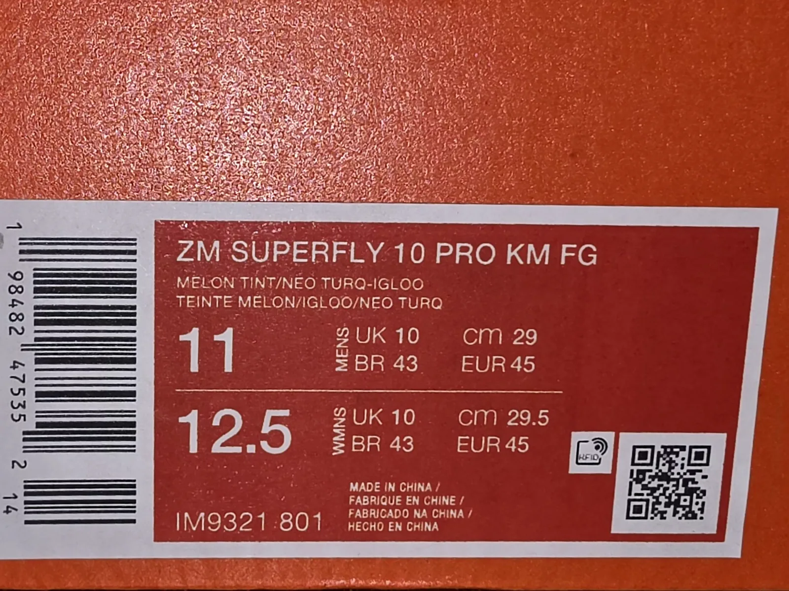 NIKE ZOOM MERCURIAL SUPERFLY 10 PRO KM FG 9