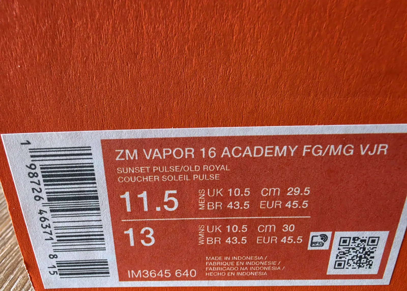 NIKE ZOOM MERCURIAL VAPOR 16 ACADEMY FG/MG VJR 9