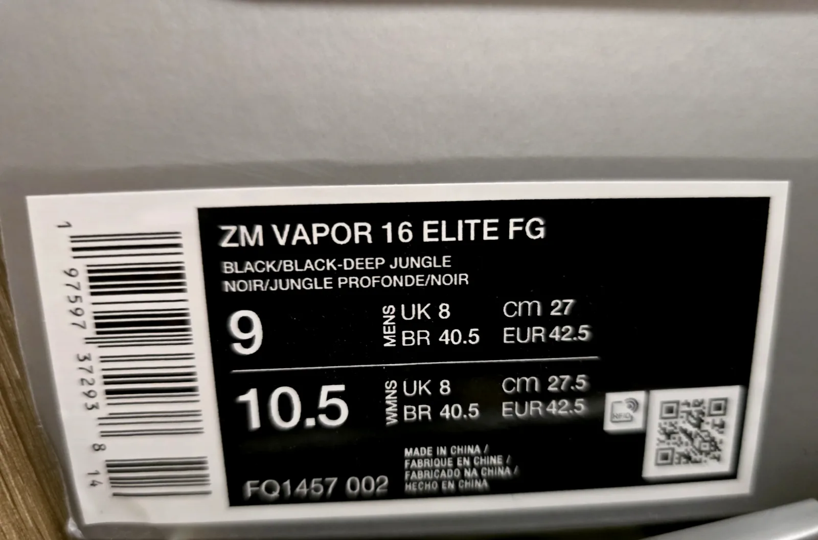 NIKE AIR ZOOM MERCURIAL VAPOR 16 ELITE FG 9