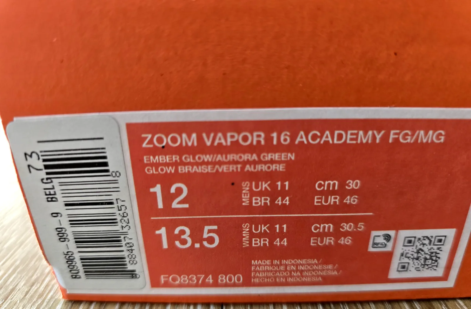 NIKE AIR ZOOM MERCURIAL VAPOR 16 ACADEMY FG/MG 9