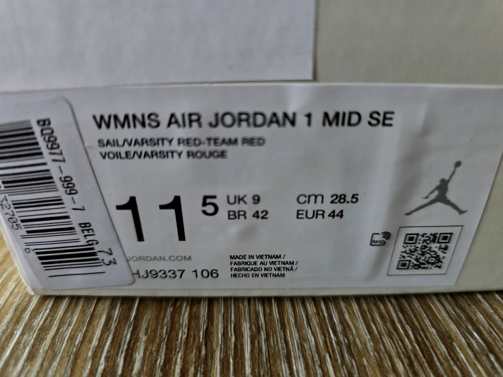 AIR JORDAN I MID SE "RED CRACKED LEATHER" WMNS 9