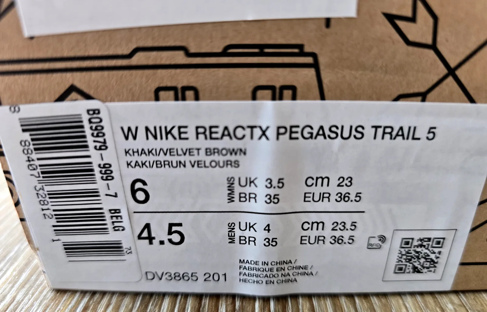 NIKE REACTX PEGASUS TRAIL 5 9