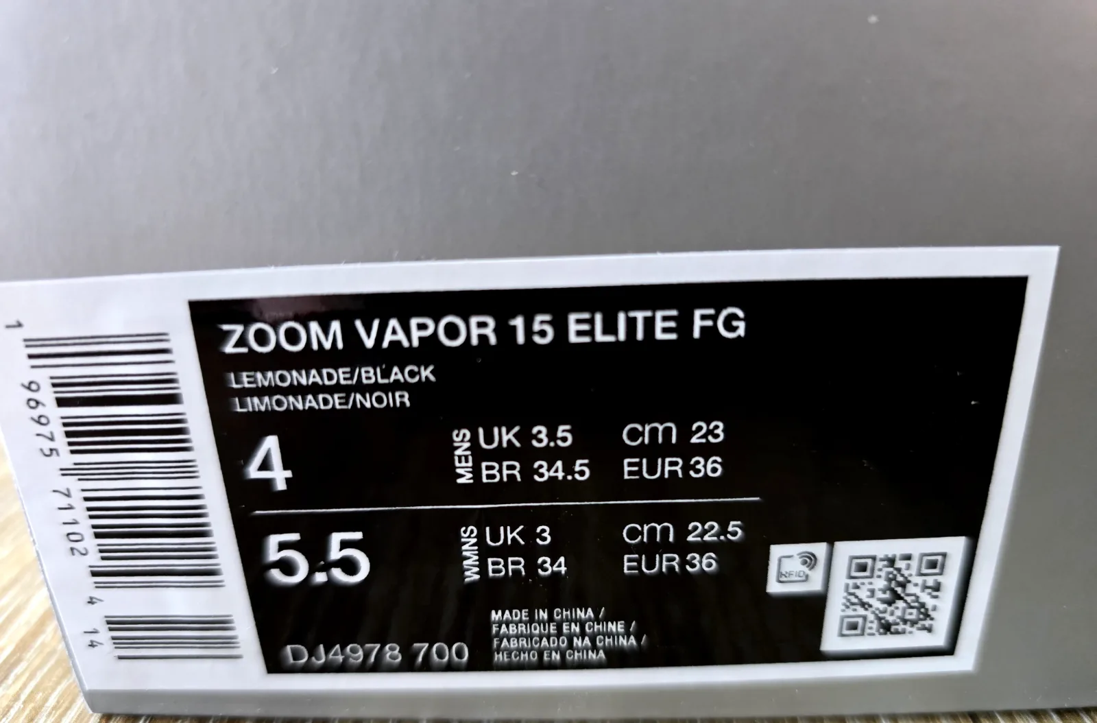 NIKE AIR ZOOM MERCURIAL VAPOR 15 ELITE FG 9