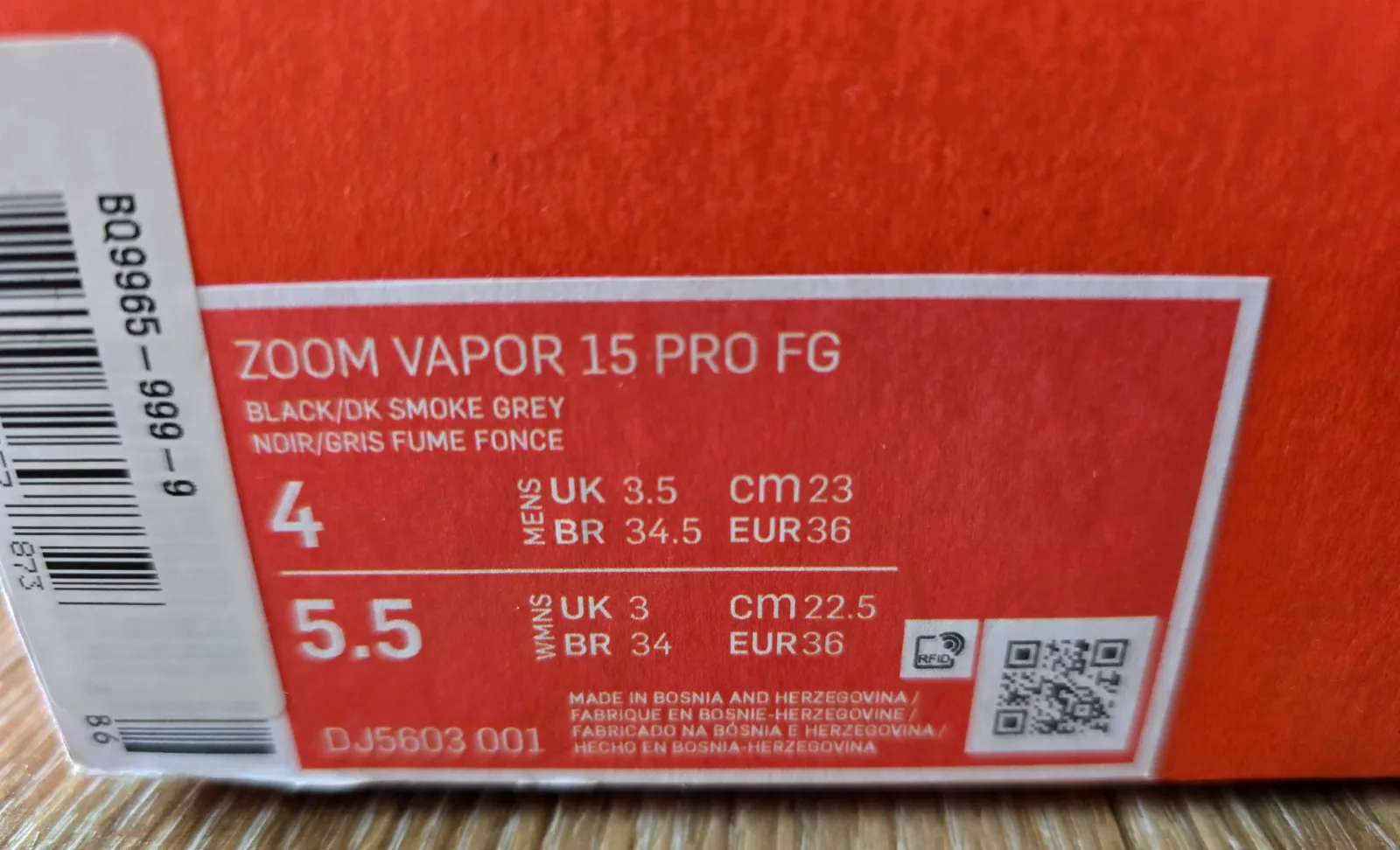 NIKE ZOOM MERCURIAL VAPOR 15 PRO FG 9