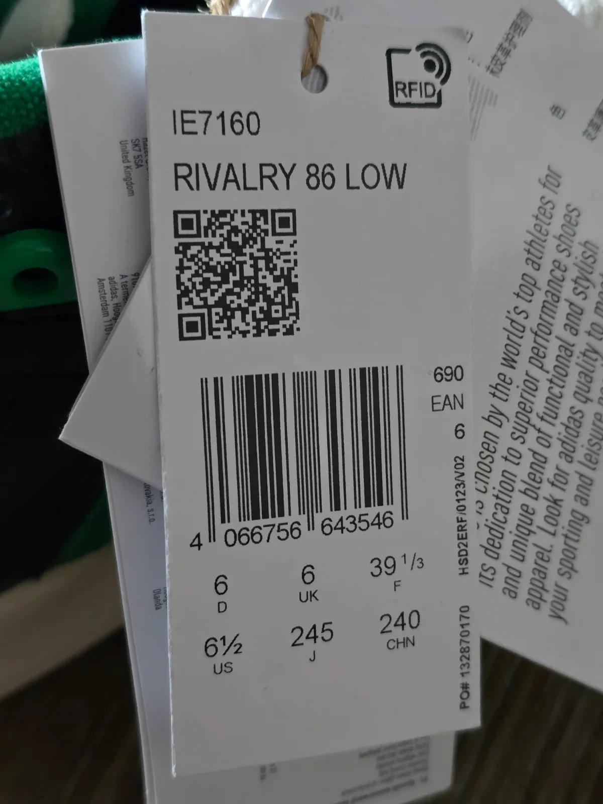 ADIDAS ORIGINALS RIVALRY 86 LOW 9