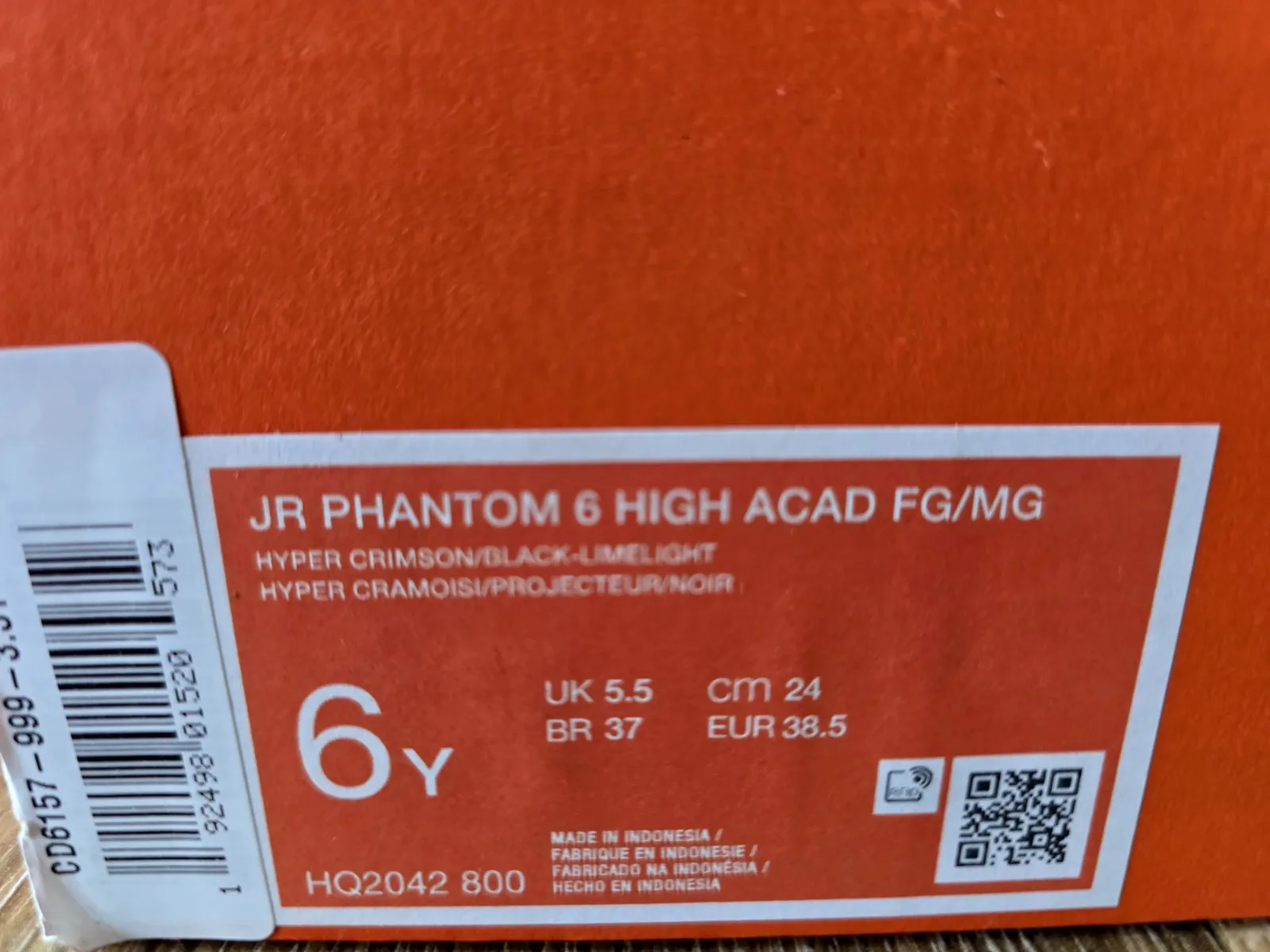 NIKE JR PHANTOM 6 HIGH ACAD FG/MG 9