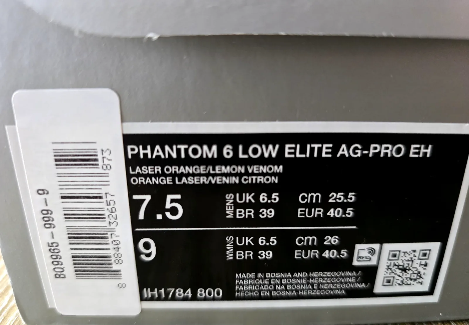 NIKE PHANTOM 6 LOW ELITE AG-PRO EH 9