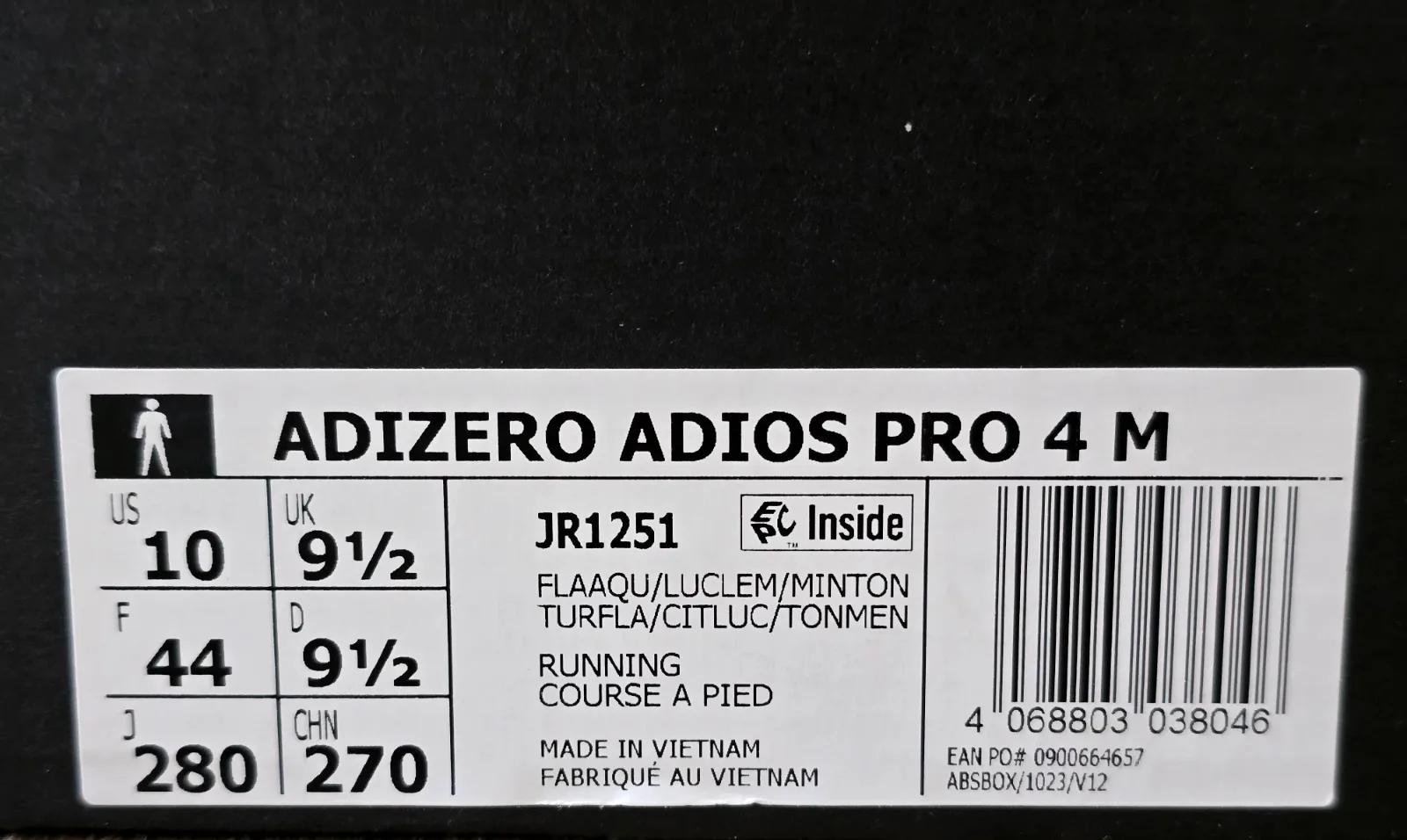 ADIDAS ADIZERO ADIOS PRO 4 M 10