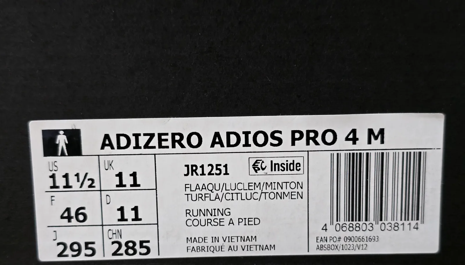ADIDAS ADIZERO ADIOS PRO 4 M 10
