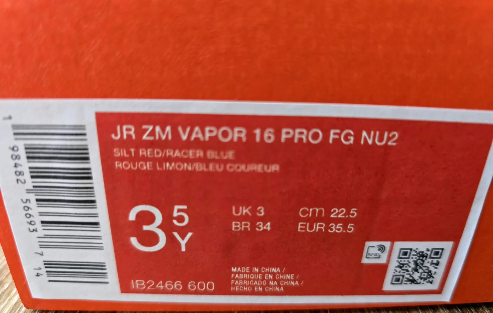 NIKE ZOOM MERCURIAL VAPOR 16 PRO JR FG UNITED 9